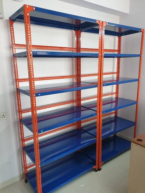 The ultimate in adjustable storage. Our slotted angle steel racks are completely customizable to your exact height and depth specifications. A versatile and cost-effective commercial shelving solution for inventory, components, and spares. Easy assembly, unbeatable strength!