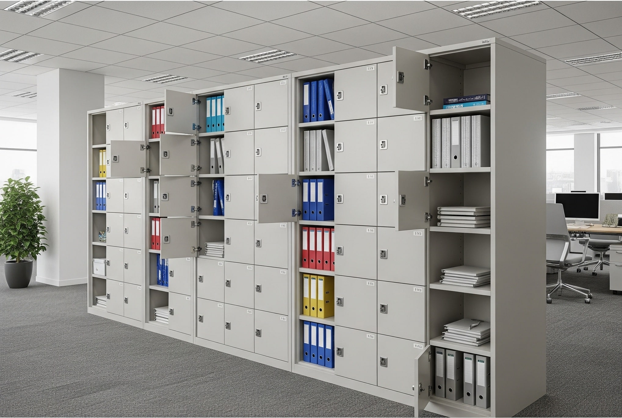 Secure filing and personal storage system for workspaces