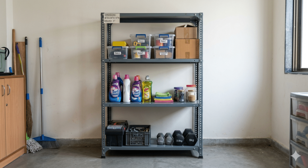 Slotted Angle Rack – Standard | 36W × 72H × 15D inches | 4 Shelves