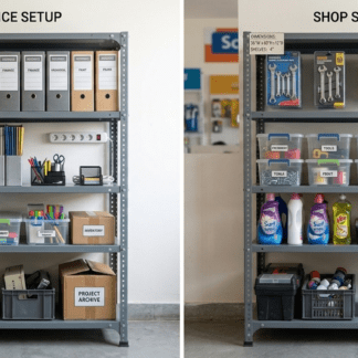 Adjustable office storage rack with 4 shelves for office and shop in Pune – MS steel