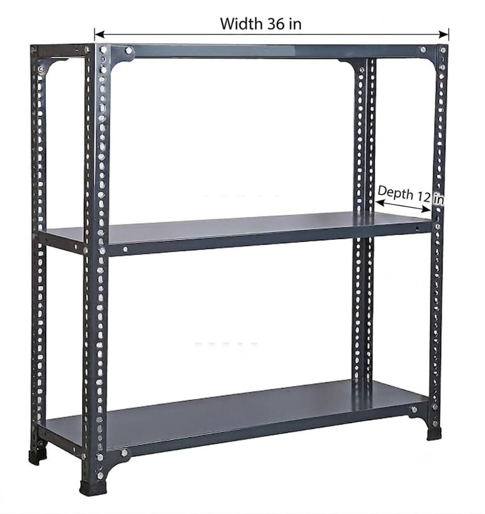 Slotted Angle Rack – Small | 36W × 36H × 12D inches | 3 Shelves