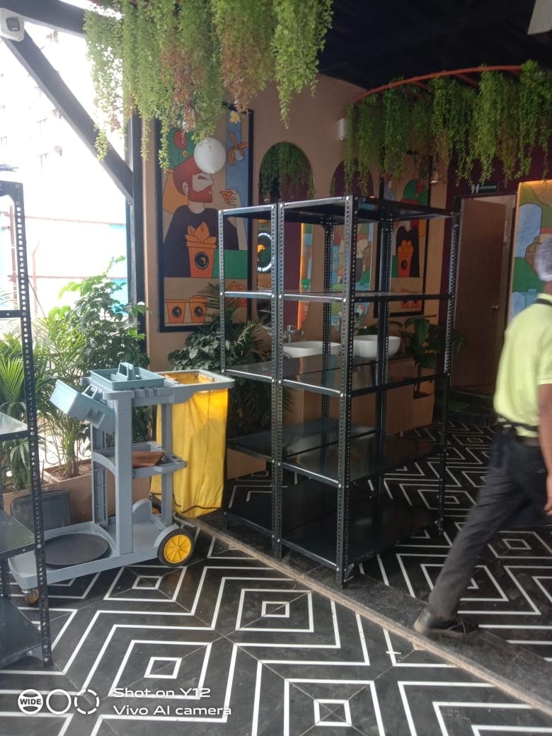 Storage racks installed at a restaurant in Pune
